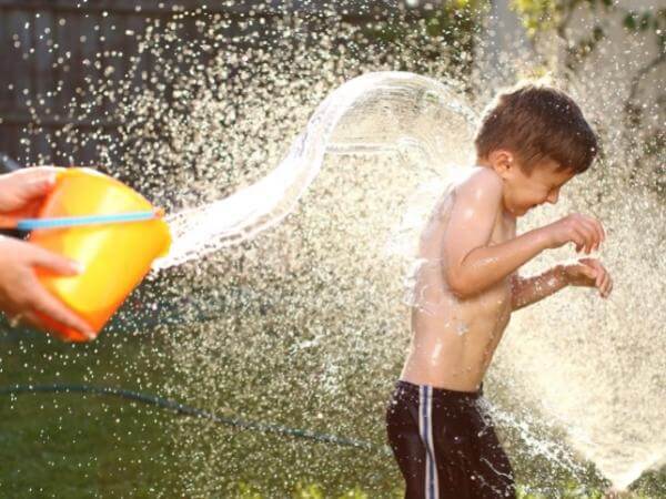 child playing in water