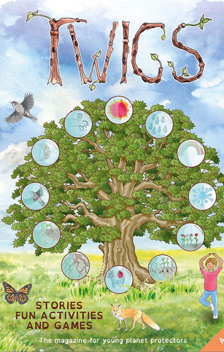 Front cover of twigs magazine showing a tree and animals